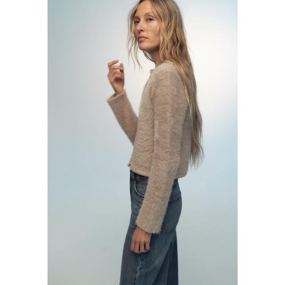 RARE!!! ZARA Faux Fur Cardigan NWT - Picture 6 of 9